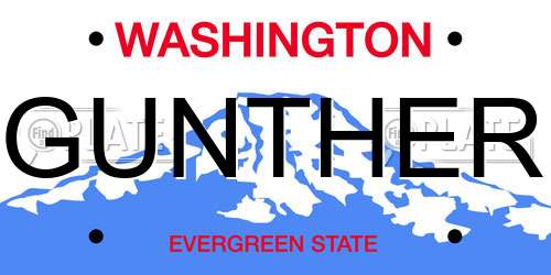 GUNTHER Washington License Plate