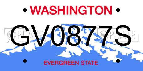 GV0877S Washington License Plate