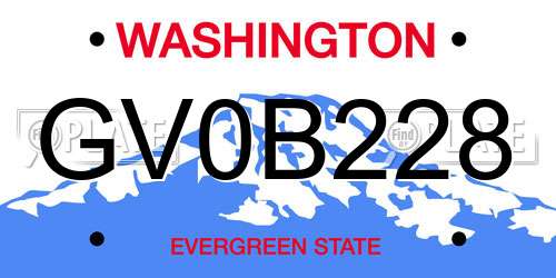GV0B228 Washington License Plate
