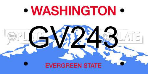 GV243 Washington License Plate
