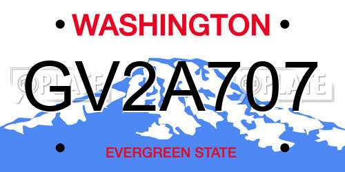 GV2A707 Washington License Plate