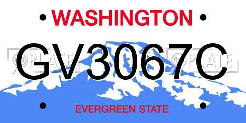 GV3067C Washington License Plate