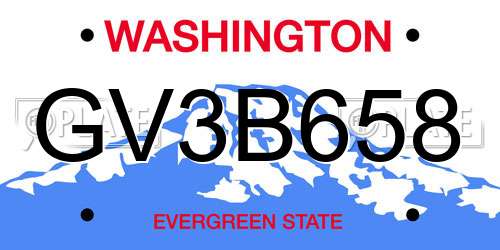 GV3B658 Washington License Plate