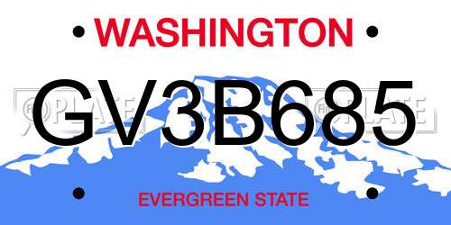 GV3B685 Washington License Plate