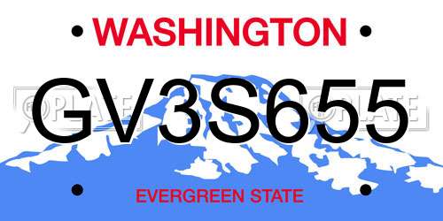 GV3S655 Washington License Plate