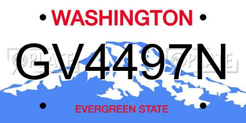 GV4497N Washington License Plate