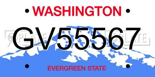 GV55567 Washington License Plate