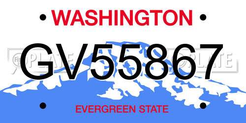 GV55867 Washington License Plate