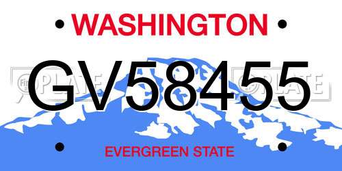 GV58455 Washington License Plate