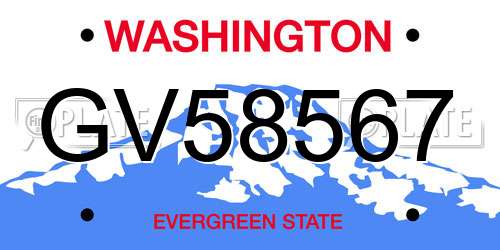 GV58567 Washington License Plate