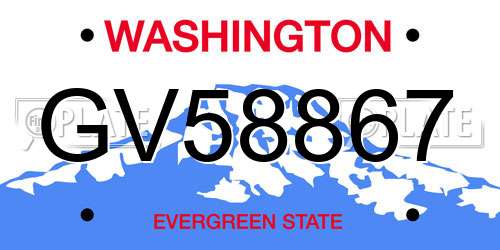 GV58867 Washington License Plate