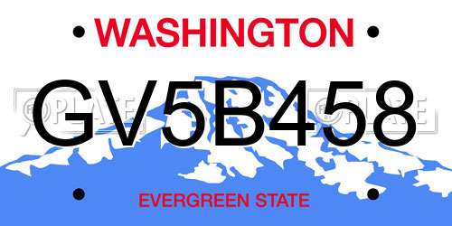 GV5B458 Washington License Plate