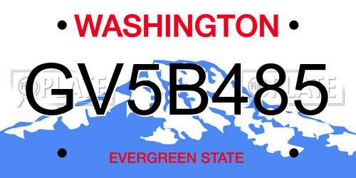 GV5B485 Washington License Plate