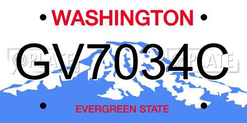 GV7034C Washington License Plate