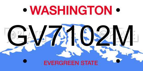 GV7102M Washington License Plate