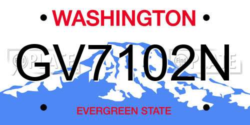 GV7102N Washington License Plate