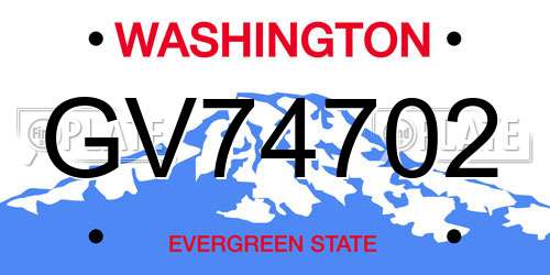 GV74702 Washington License Plate