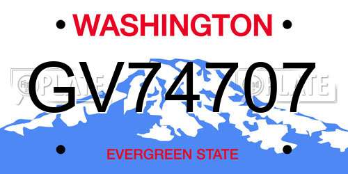 GV74707 Washington License Plate
