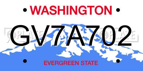 GV7A702 Washington License Plate