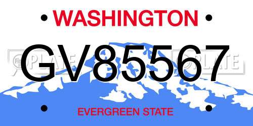 GV85567 Washington License Plate
