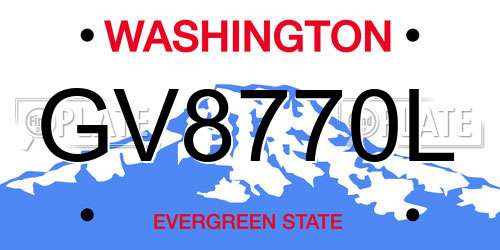 GV8770L Washington License Plate