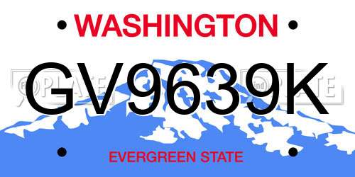 GV9639K Washington License Plate