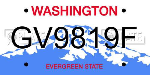GV9819F Washington License Plate