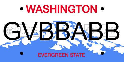 GVBBABB Washington License Plate