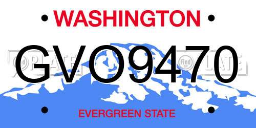 GVO9470 Washington License Plate