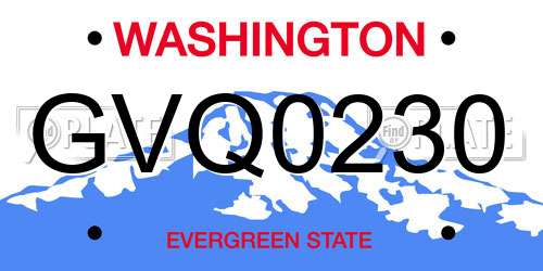 GVQ0230 Washington License Plate