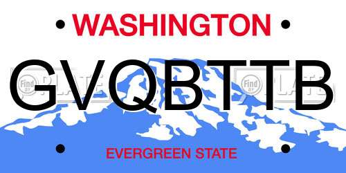GVQBTTB Washington License Plate