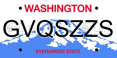 GVQSZZS Washington License Plate