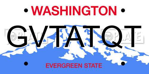 GVTATQT Washington License Plate
