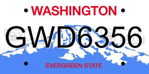 GWD6356 Washington License Plate