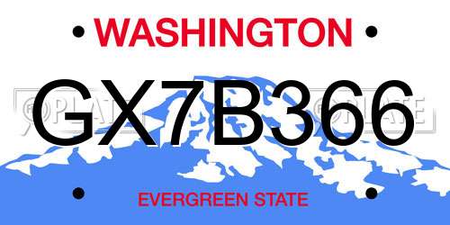 GX7B366 Washington License Plate