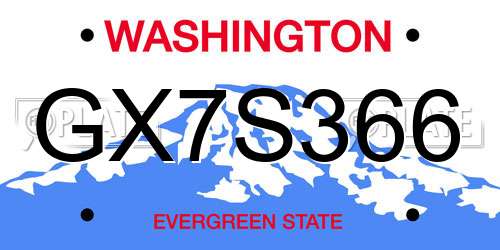 GX7S366 Washington License Plate