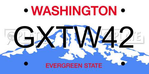 GXTW42 Washington License Plate