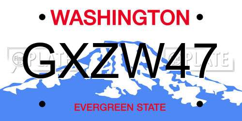 GXZW47 Washington License Plate