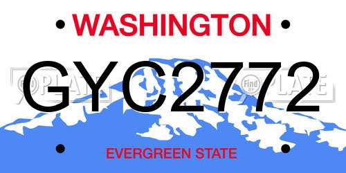 GYC2772 Washington License Plate
