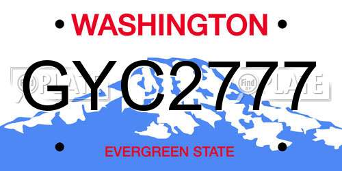 GYC2777 Washington License Plate