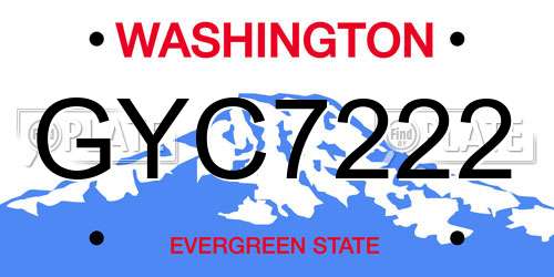 GYC7222 Washington License Plate
