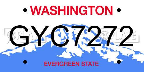 GYC7272 Washington License Plate