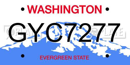 GYC7277 Washington License Plate