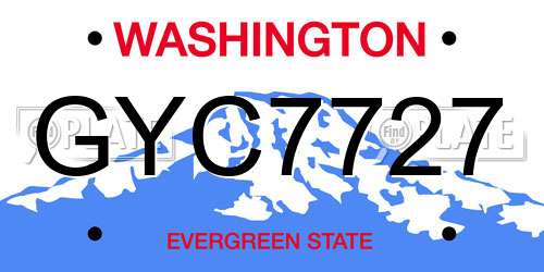 GYC7727 Washington License Plate
