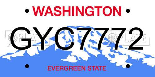 GYC7772 Washington License Plate