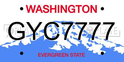 GYC7777 Washington License Plate