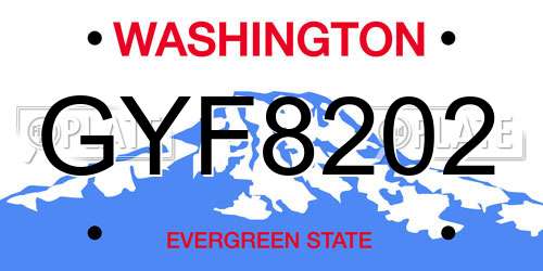 GYF8202 Washington License Plate
