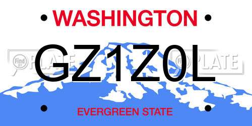 GZ1Z0L Washington License Plate