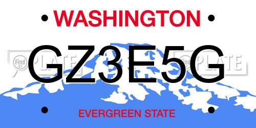 GZ3E5G Washington License Plate