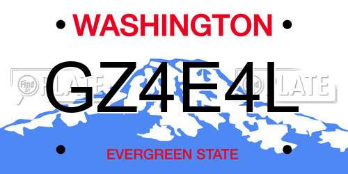 GZ4E4L Washington License Plate